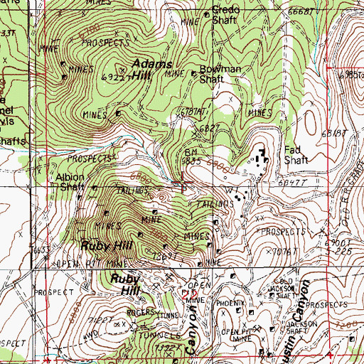 Topographic Map of K K Consolidated Mine, NV