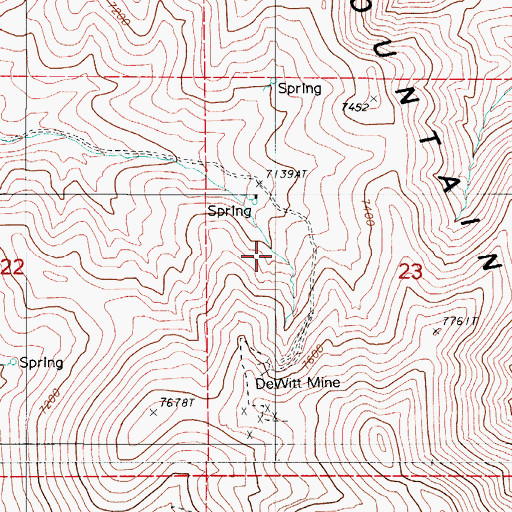 Topographic Map of Golden Scepter Placer Mine, NV