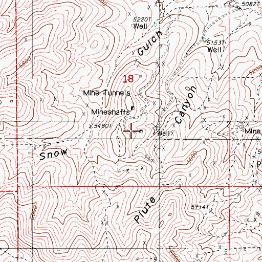 Topographic Map of Piute Canyon Mine, NV
