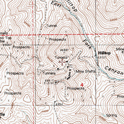 Topographic Map of Hilltop Mine, NV