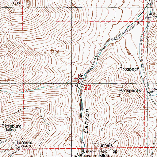 Topographic Map of Miners Dream Mine, NV