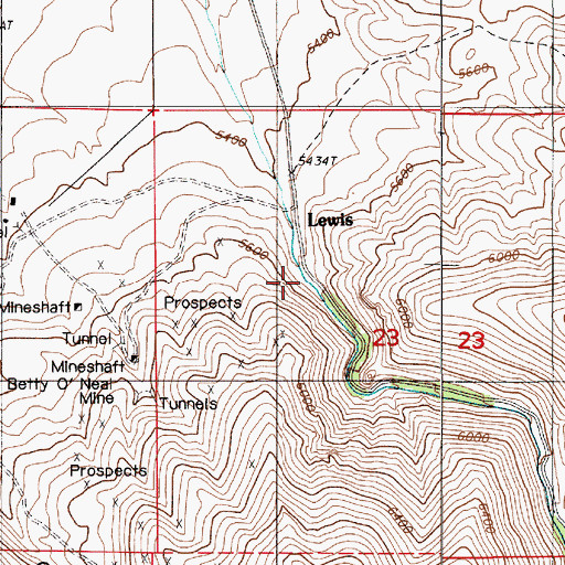 Topographic Map of Topsy Mine, NV