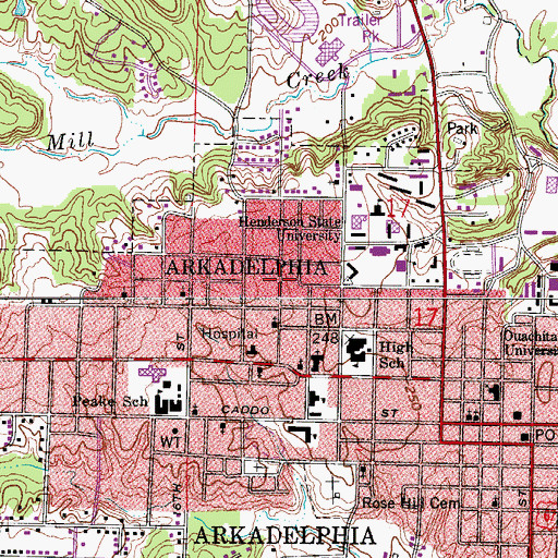 Topographic Map of KSWH-FM (Arkadelphia), AR