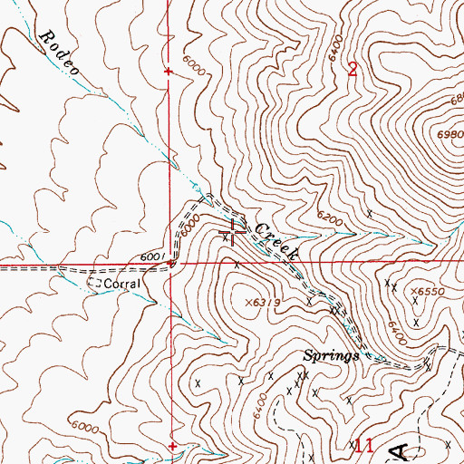 Topographic Map of Rodeo Creek Placer Mines, NV