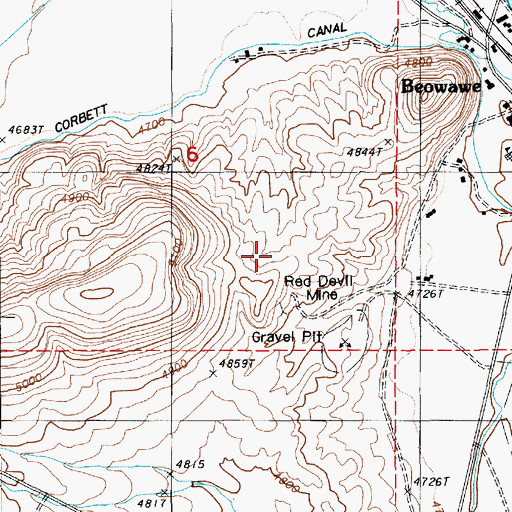 Topographic Map of Beowawe Mining District, NV