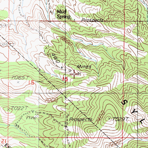 Topographic Map of Four Aces Mine, NV