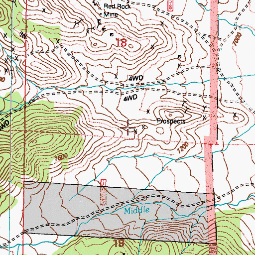 Topographic Map of Crimsom Crown Mine, NV