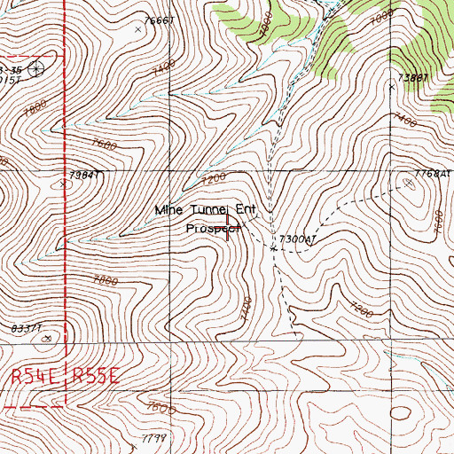 Topographic Map of Mulligan Mine, NV