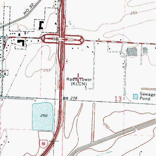 Topographic Map of KHLS-FM (Blytheville), AR
