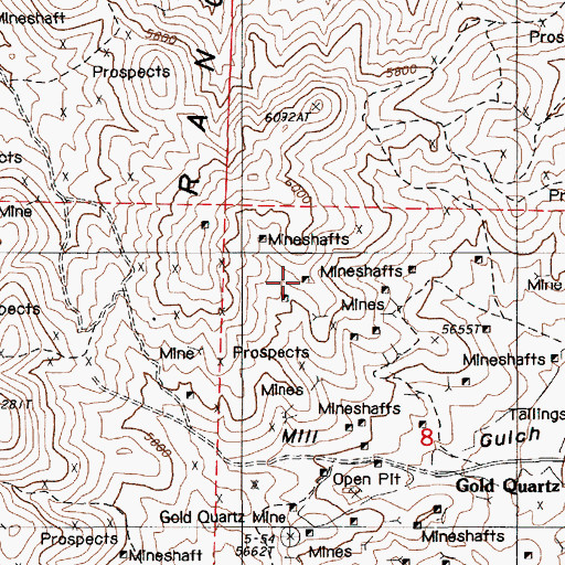 Topographic Map of Raleigh Mine, NV