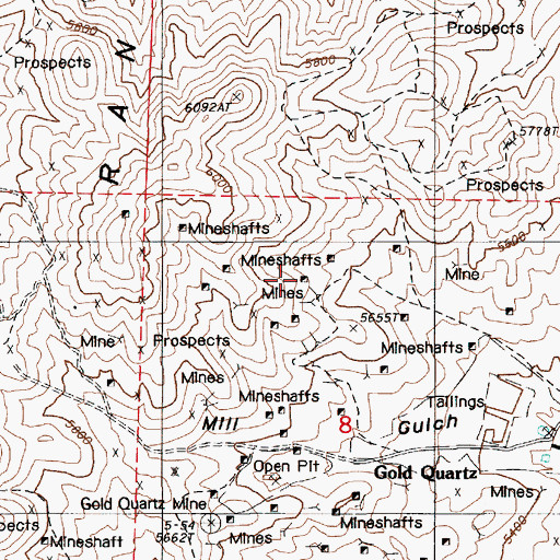 Topographic Map of Gylding Mine, NV