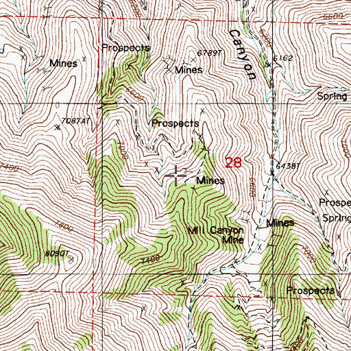 Topographic Map of Bullion Hill Mine, NV