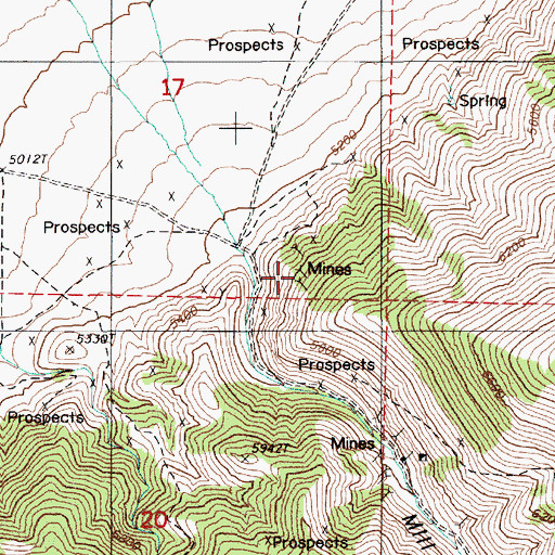 Topographic Map of Caledonia Mine, NV