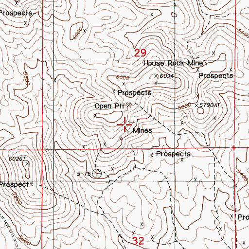 Topographic Map of Badger Mine, NV