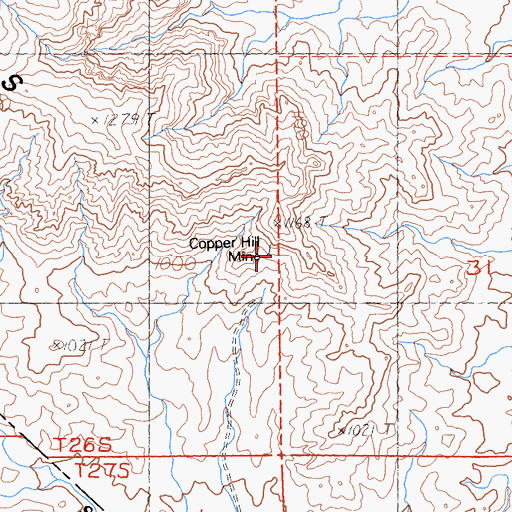 Topographic Map of Copper Hill Mine, NV