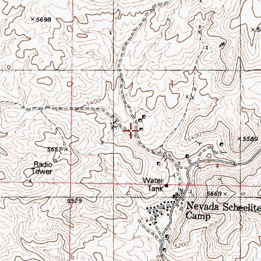 Topographic Map of Sunnyside Mine, NV