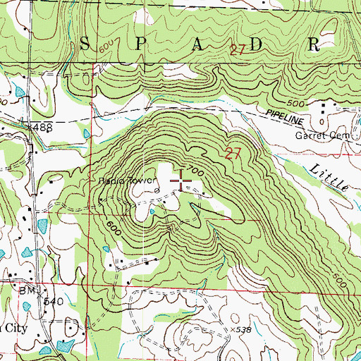 Topographic Map of KLYR-FM (Clarksville), AR