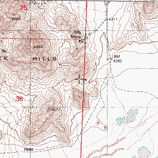 Topographic Map of Rovada Mining Company Mine, NV