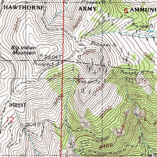 Topographic Map of Big Indian Mine, NV