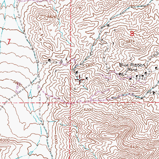 Topographic Map of Houghton O'Boyle Mine, NV