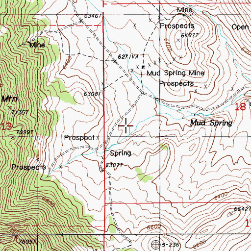 Topographic Map of Mud Springs Placer Mine, NV