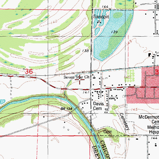 Topographic Map of KXSA-FM (Dermott), AR