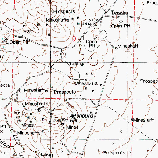 Topographic Map of Extra Mine, NV