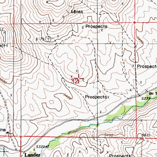 Topographic Map of Super-X Mine, NV