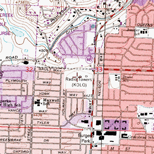 Topographic Map of KOLO Radio Towers, NV