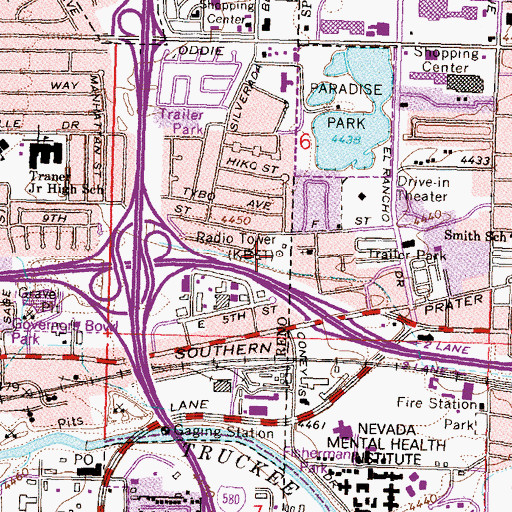 Topographic Map of KBET Radio Tower, NV