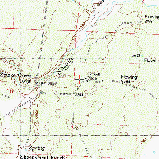 Topographic Map of Cornell Place, NV