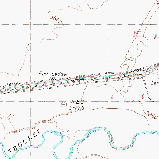 Topographic Map of Pyramid Lake Fishway, NV