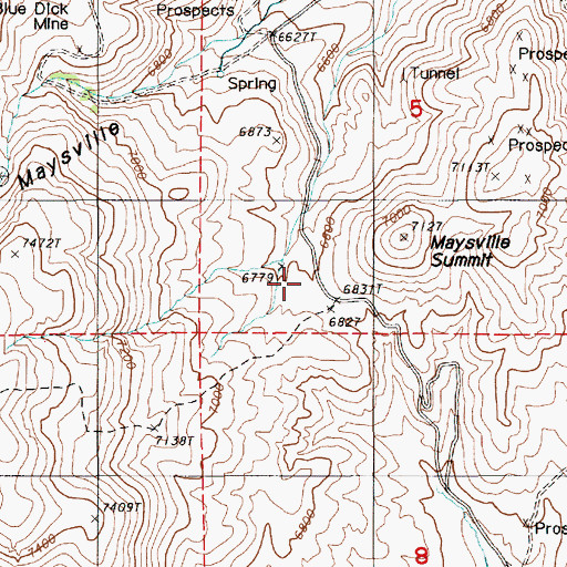 Topographic Map of Maysville (historical), NV