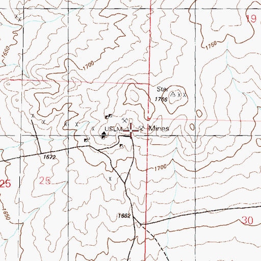 Topographic Map of Star Mine, NV