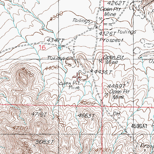Topographic Map of American Ore Section Sixteen Mine, NV