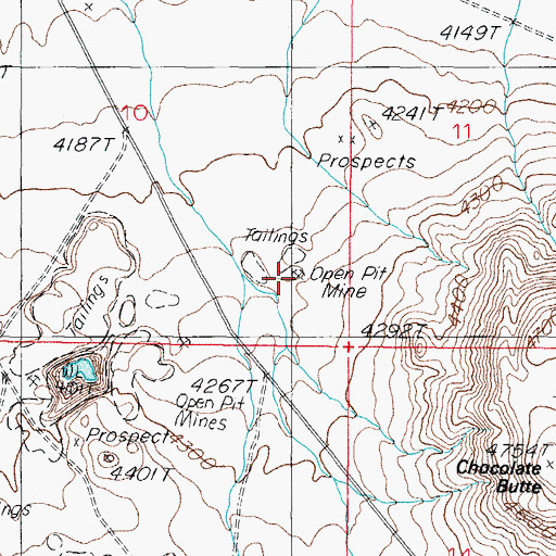 Topographic Map of American Ore Section Ten Mine, NV