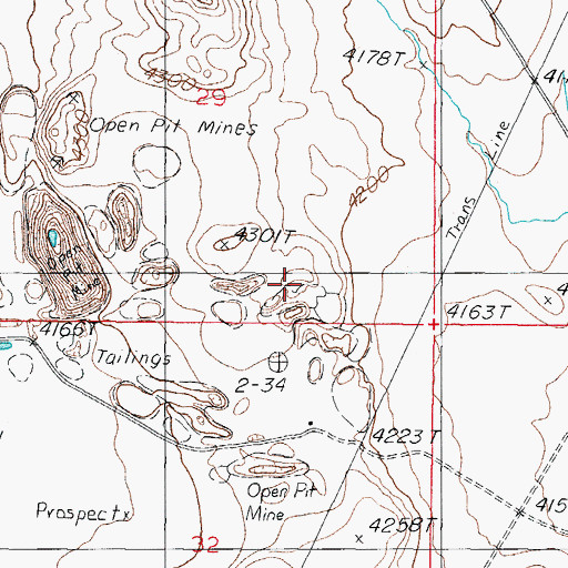 Topographic Map of Southeast Section Twentynine Mine, NV
