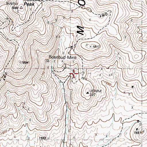 Topographic Map of Grubstake Mine, NV