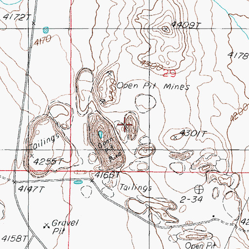 Topographic Map of Nevada Iron Ore Mine, NV