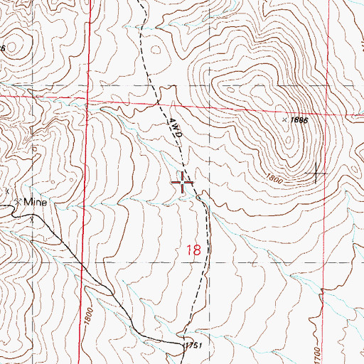 Topographic Map of Two Chuckers Mine, NV