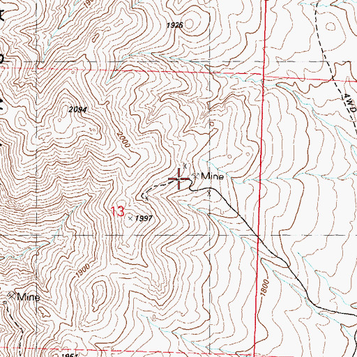 Topographic Map of Alpine Mine, NV