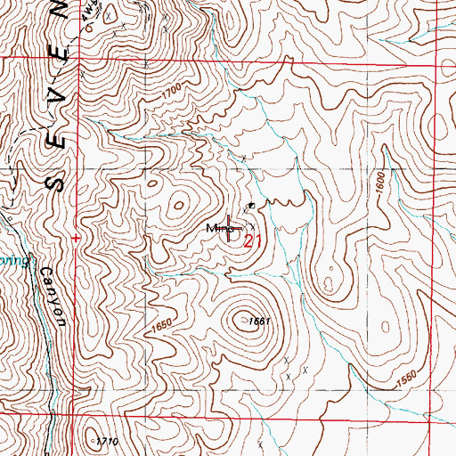 Topographic Map of Hero Mine, NV