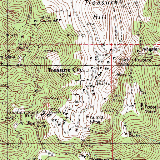 Topographic Map of Hidden Treasure Two South Mine, NV