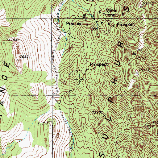 Topographic Map of Alpha Mining District, NV