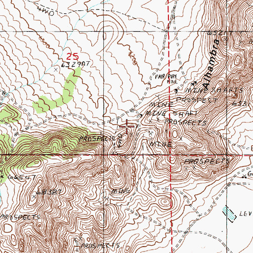 Topographic Map of Cole and Johnson Mine, NV