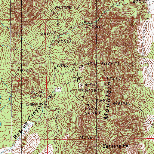 Topographic Map of Rescue Mine, NV