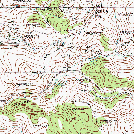Topographic Map of Water Canyon Placer Mine, NV