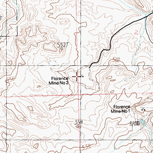 Topographic Map of Florence Mine Number Two, NV