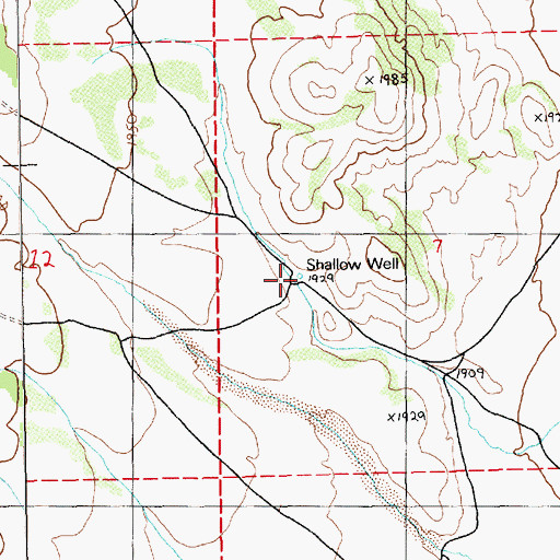 Topographic Map of Shallow Well, NV
