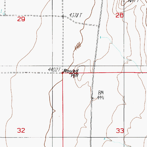 Topographic Map of Round Hill, NV